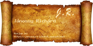 Jánossy Richárd névjegykártya